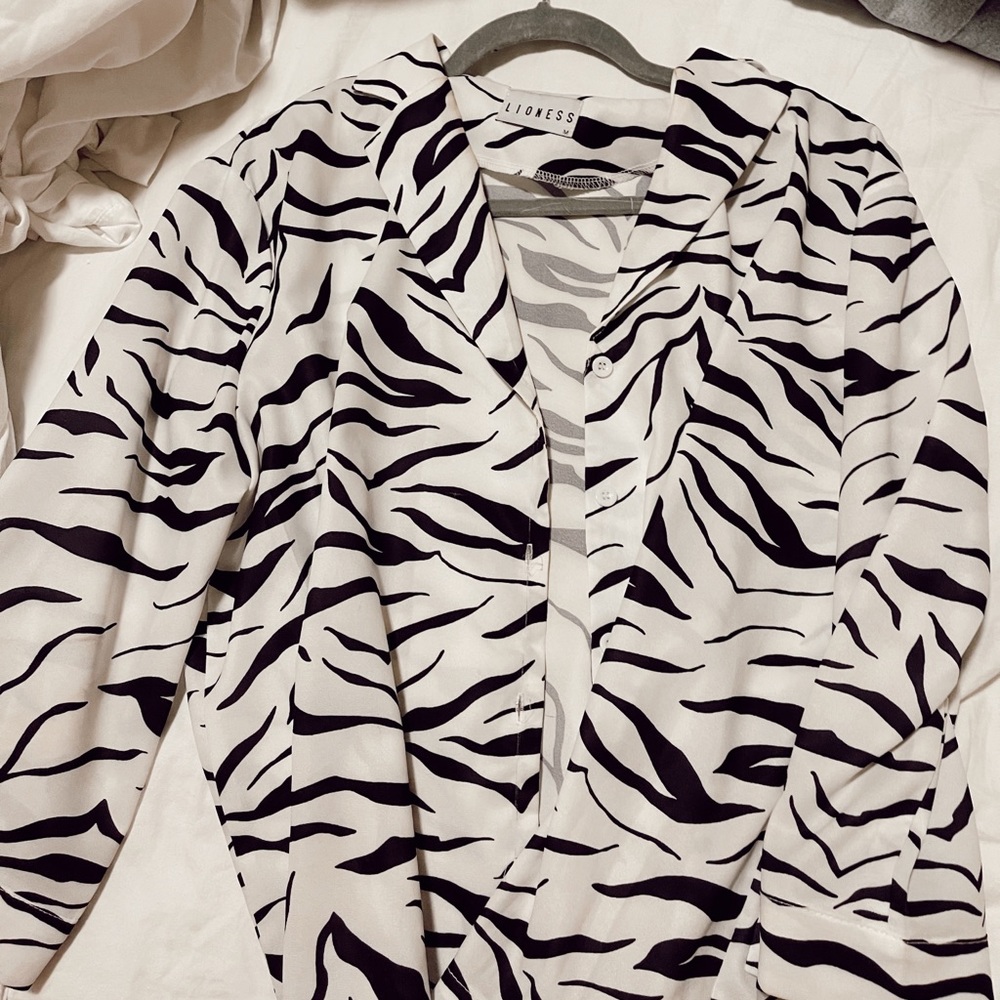 Princess poly zebra button up shirt
